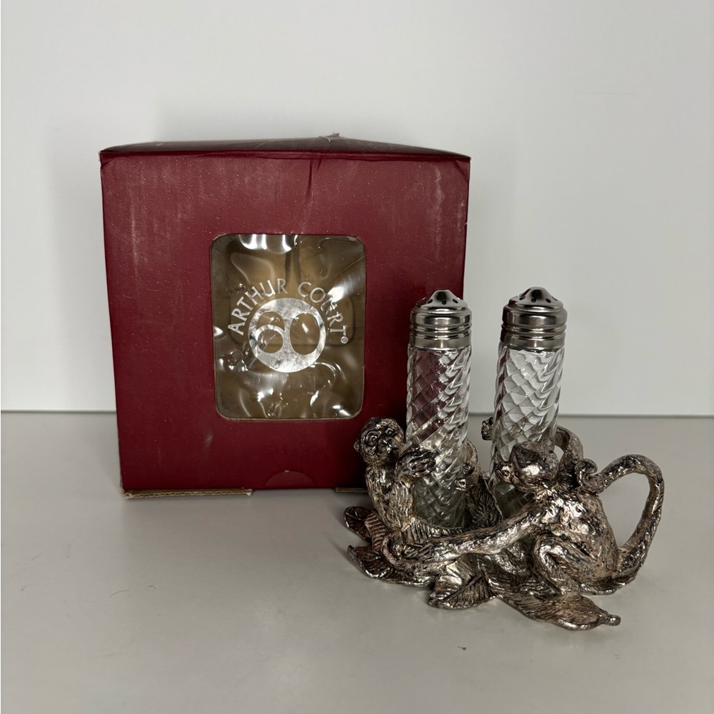 Vintage Arthur Court Silver Monkey Shaker Set with Box